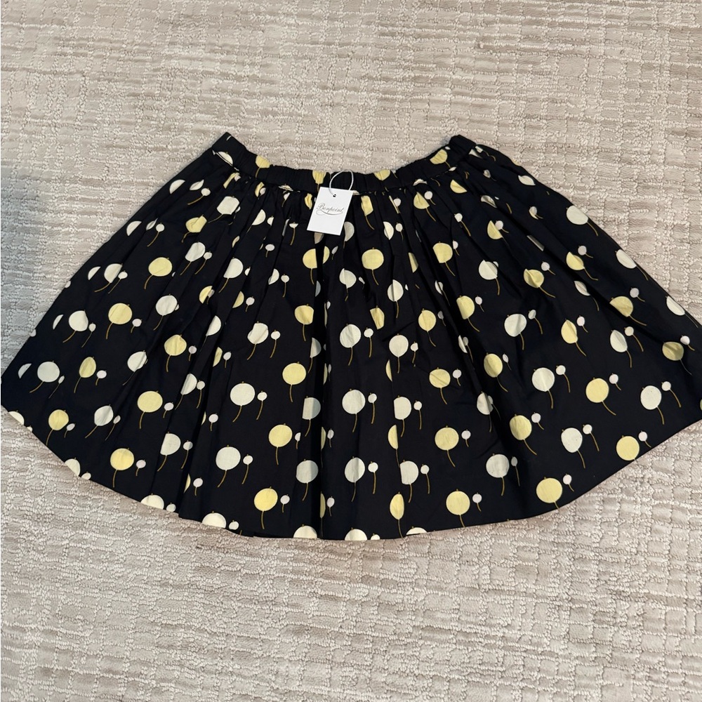 Bonpoint Suzon Black Skirt with Cream and Gold Dots